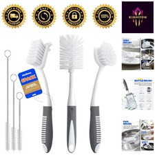 Kitchen Brush Set with Deep Cleaning Handles Non-Scratch Bristles - 6 Pieces