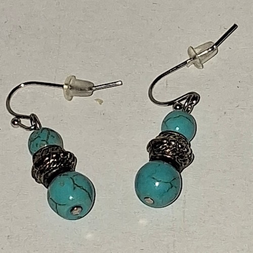 Dyed Howlite Beaded Necklace Dangle Earring Set Southwestern Turquoise Brown - Picture 7 of 8