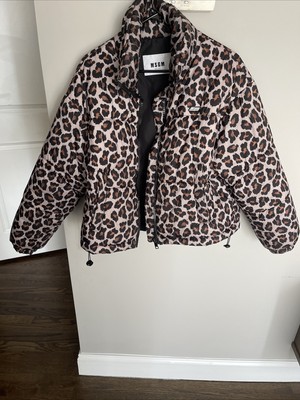 MSGM Milano leopard print women's bomber puffer  jacket Size 40 US(S/M)
