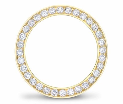 4CT PAVE BEAD SET NATURAL DIAMOND BEZEL 14K YELLOW FOR ROLEX DATEJUST WATCH