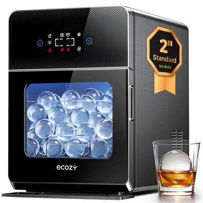 2'' Ice Ball Maker Countertop,Clear Sphere Ice Maker Machine with Crystalflux Tec