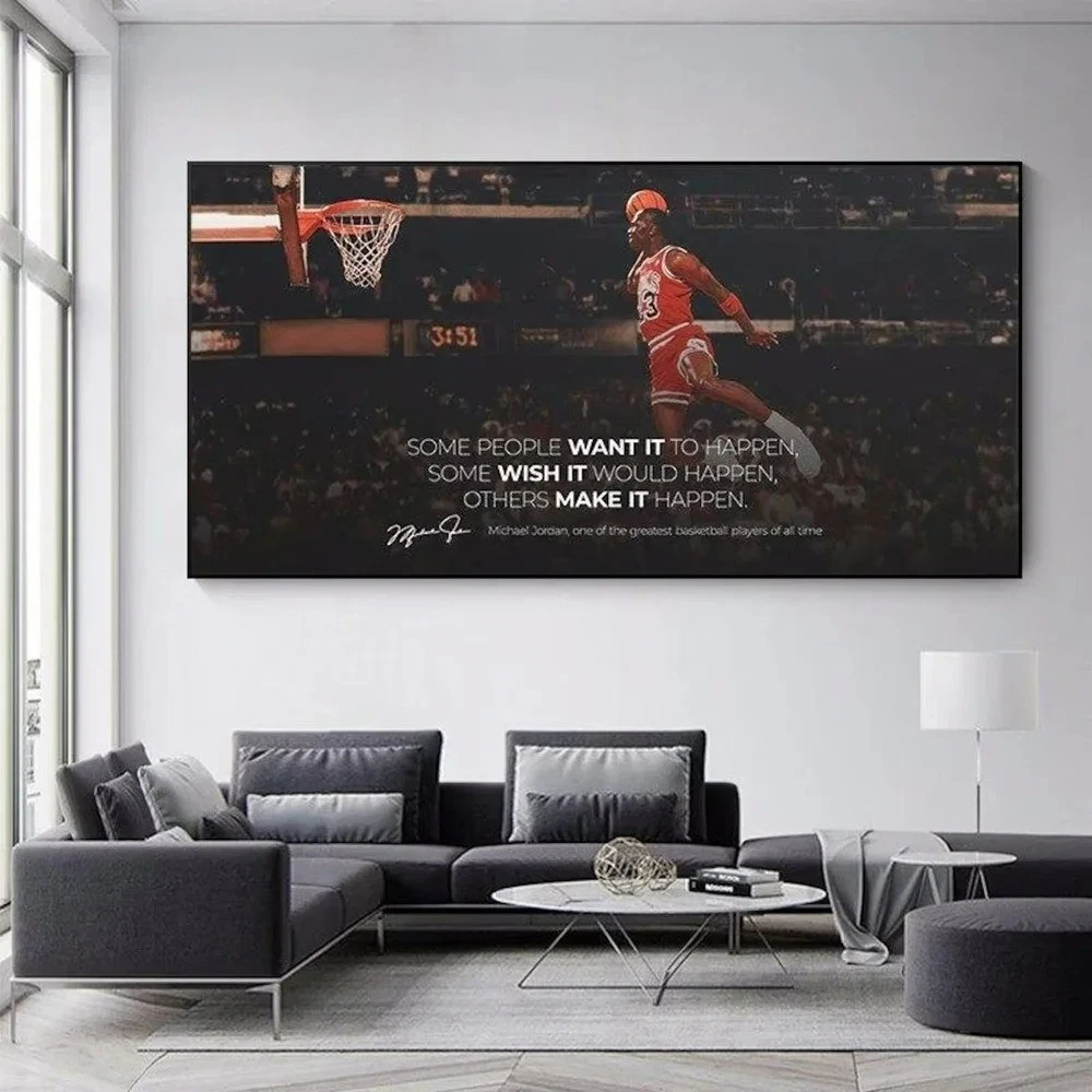 Michael Jordan Dunk Poster Chicago Bulls Nike NBA Wall Art Canva Home Decor