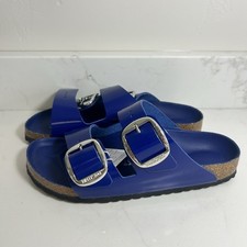 Birkenstock Arizona Big Buckle High Shine Blue Cobalt Leather Patent Narrow Sz 9
