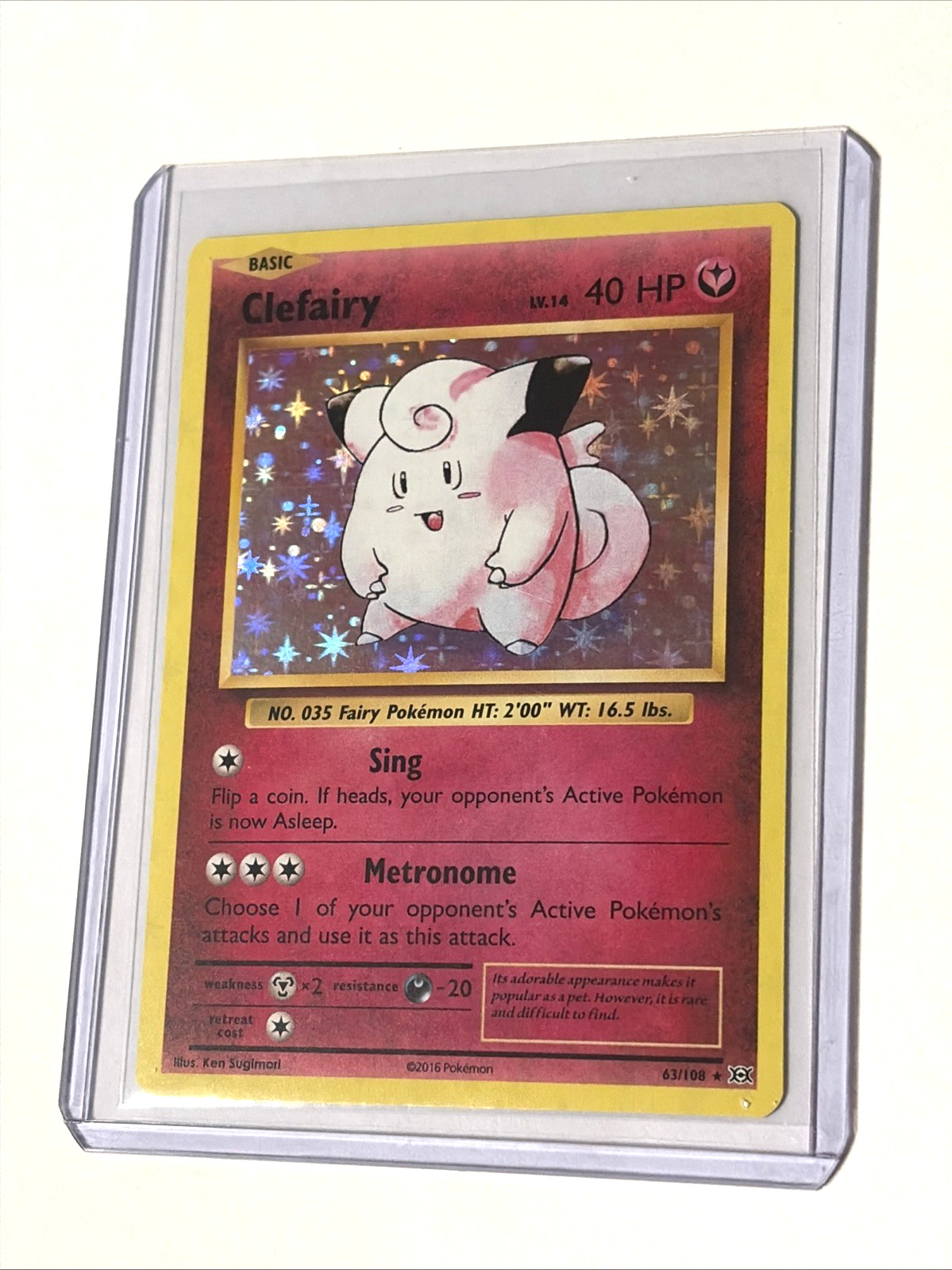 2016 CLEFAIRY 63/108 -XY EVOLUTIONS Pokemon Card- RARE- HOLO