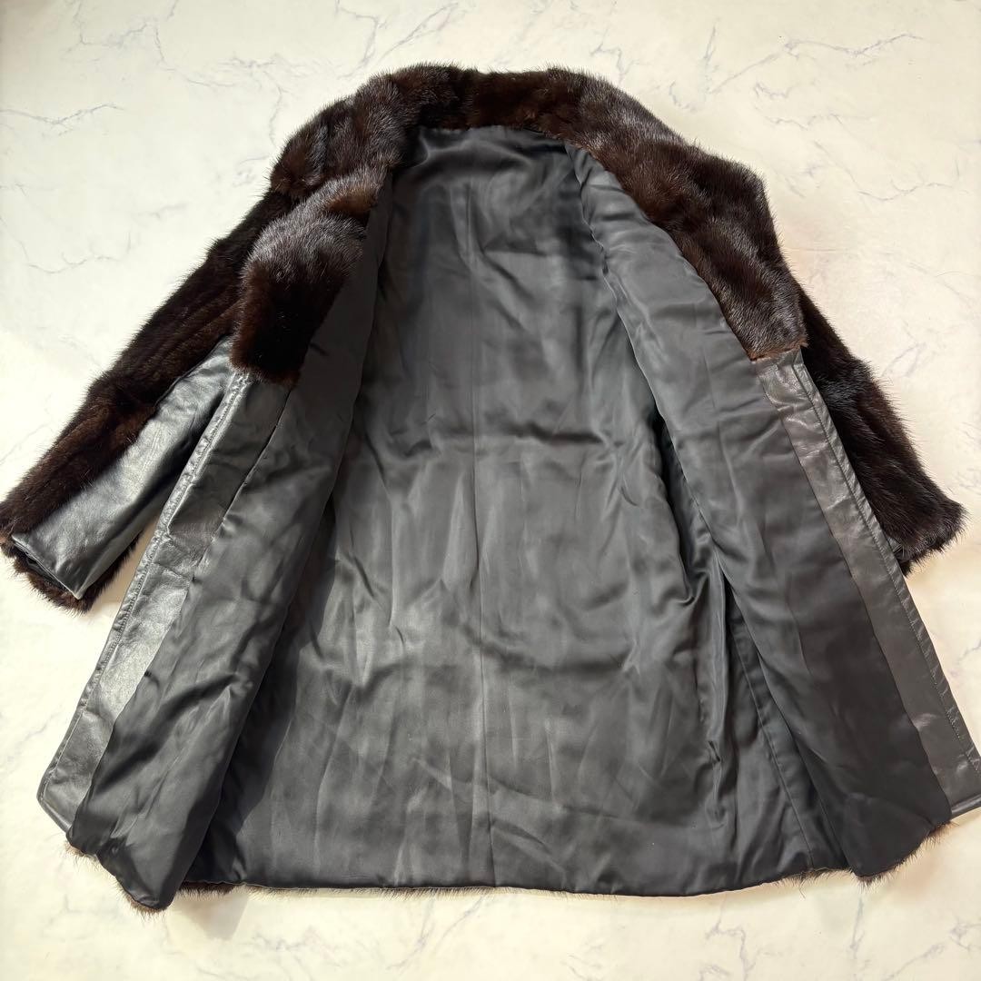 Demi Buff Mink and Cowhide Combination Coat Unisex Open Front From Japan image 7