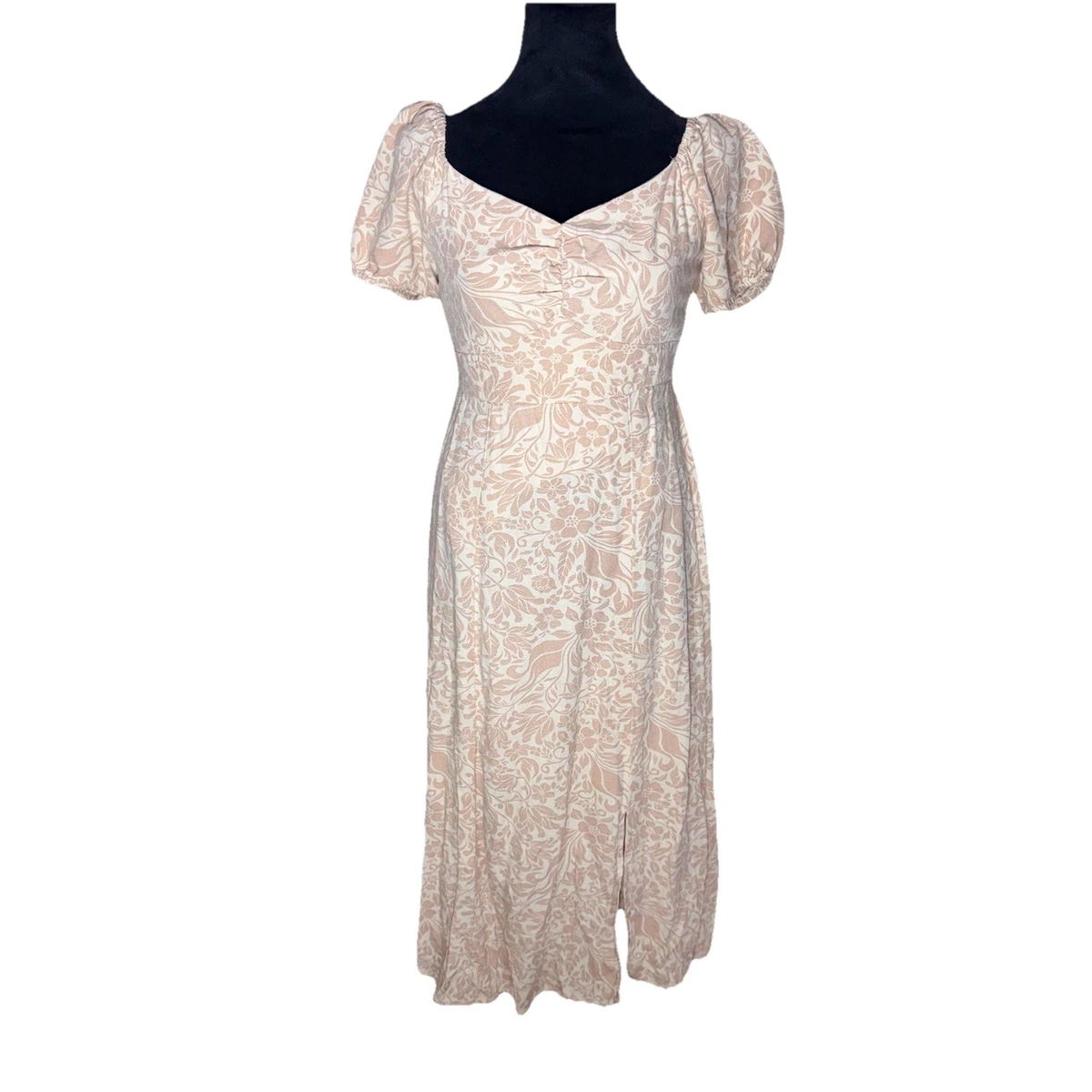 jessica simpson linen blend dress JESSICA SIMPSON Linen Blend Cream W/Blue Seascape design, Size Medium