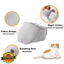 Grey M Cat Muzzle, Breathable Mesh Grooming Guard