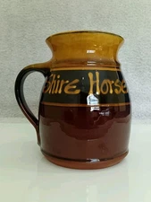Vintage Shire Horse Centre Devon Glazed Clay Handled Jug Pot 