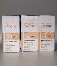 3 Avene Mineral Sunscreen SPF 50 Multi-Defense Fluid, 1.3oz Each Exp: 08/26