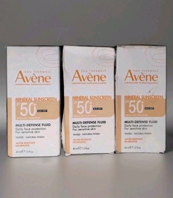 (3) Avene Mineral Sunscreen SPF 50+ Multi-Defense Fluid, 1.3oz Each ~Exp: 08/26+