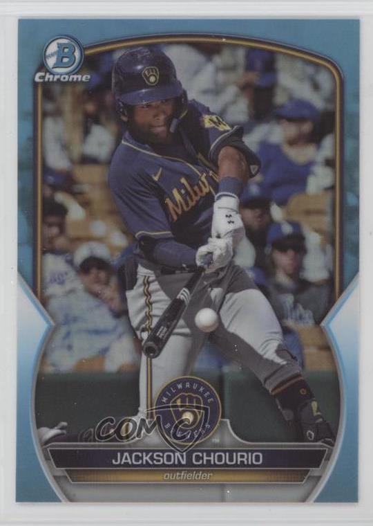 2023 Bowman Draft Chrome Sky Blue Refractor Jackson Chourio #BDC-156 19n6