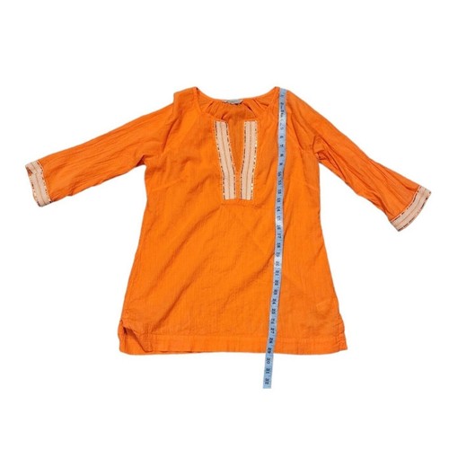 Athleta Women's Pullover Coral Sunset 3/4 Sleeve Sequin Tunic Blouse Size S - Picture 5 of 7