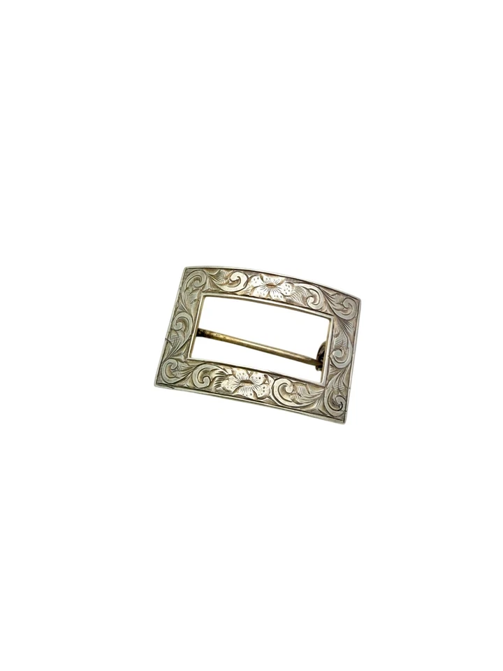 Tiffany & Co. Sterling Silver Rectangular Floral Scroll Pattern Brooch Or Pin - Image 2 of 4