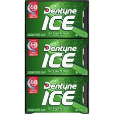 Dentyne Ice Sugar Free Gum  Spearmint 16 Piece Pack of 9 
