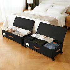 Under Bed Storage Containers with Wheels 2-Pack , 9.5" Tall Underbed Storage ...