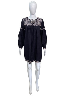 Ulla Johnson Damen Mira Schwarz Boho Quasten Verzierte Baumwolle Kurz Mini S 2