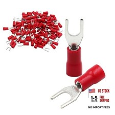 Fork Spade Terminal Connectors   Insulated, 8 Stud 4.3mm , 22-16 AWG 100