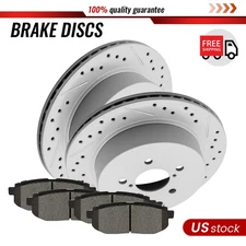 Pair Rear Ceramic Brake Pads & Drilled Rotors For 2014 - 2018 Subaru Forester