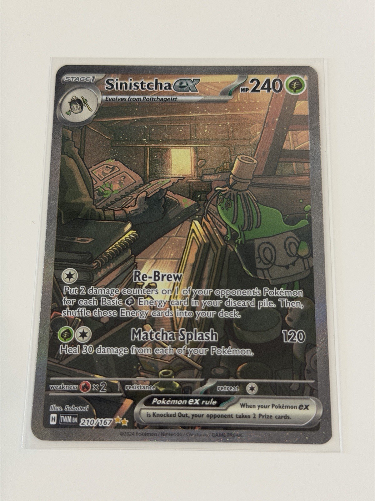 Pokémon TCG Sinistcha EX 210/167 Twilight Masquerade Special Illustration Card