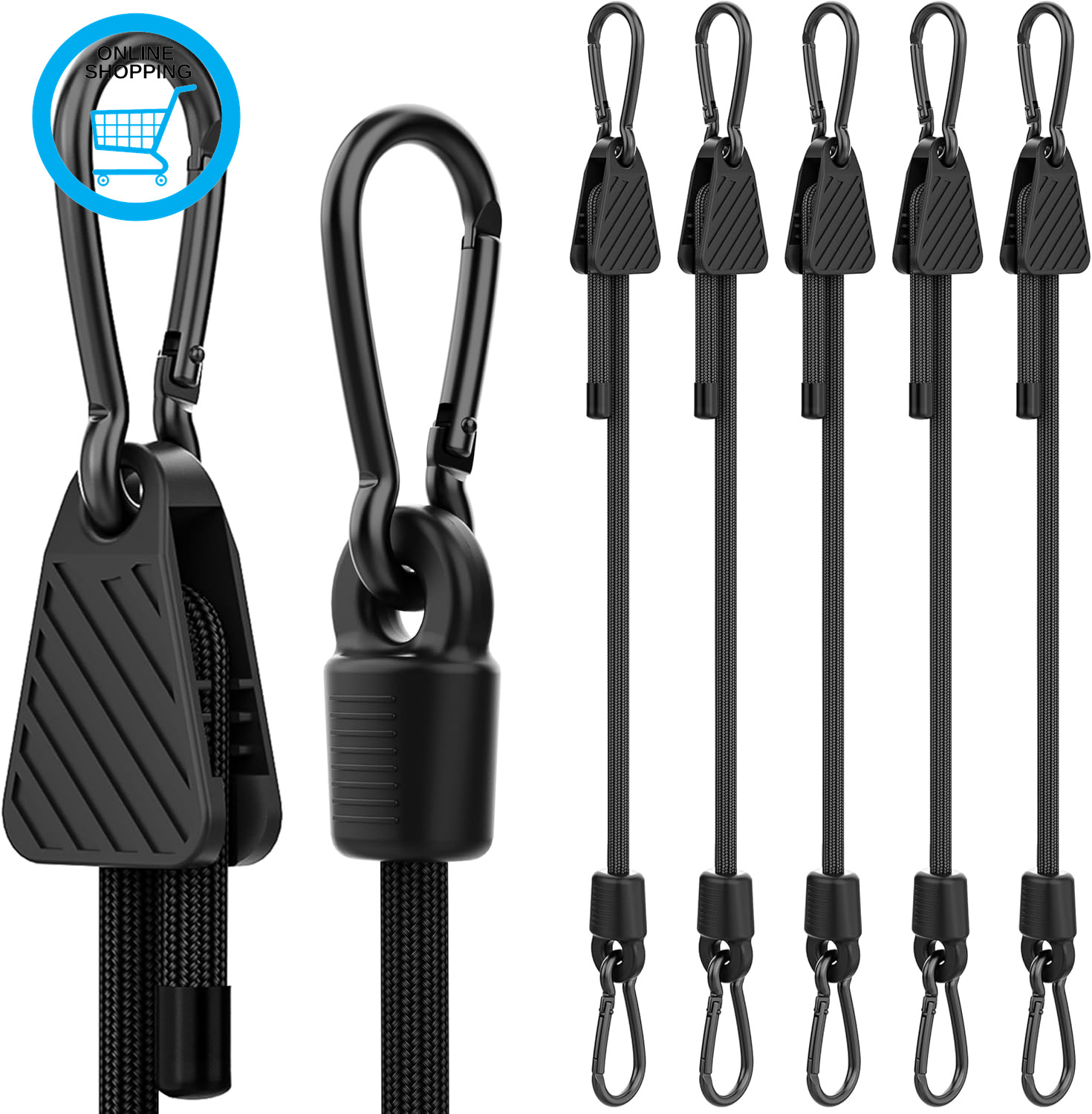 Adjustable Bungee Cords, Upgrade Bungee Cord with Carabiner Hooks Outdoor Heavy