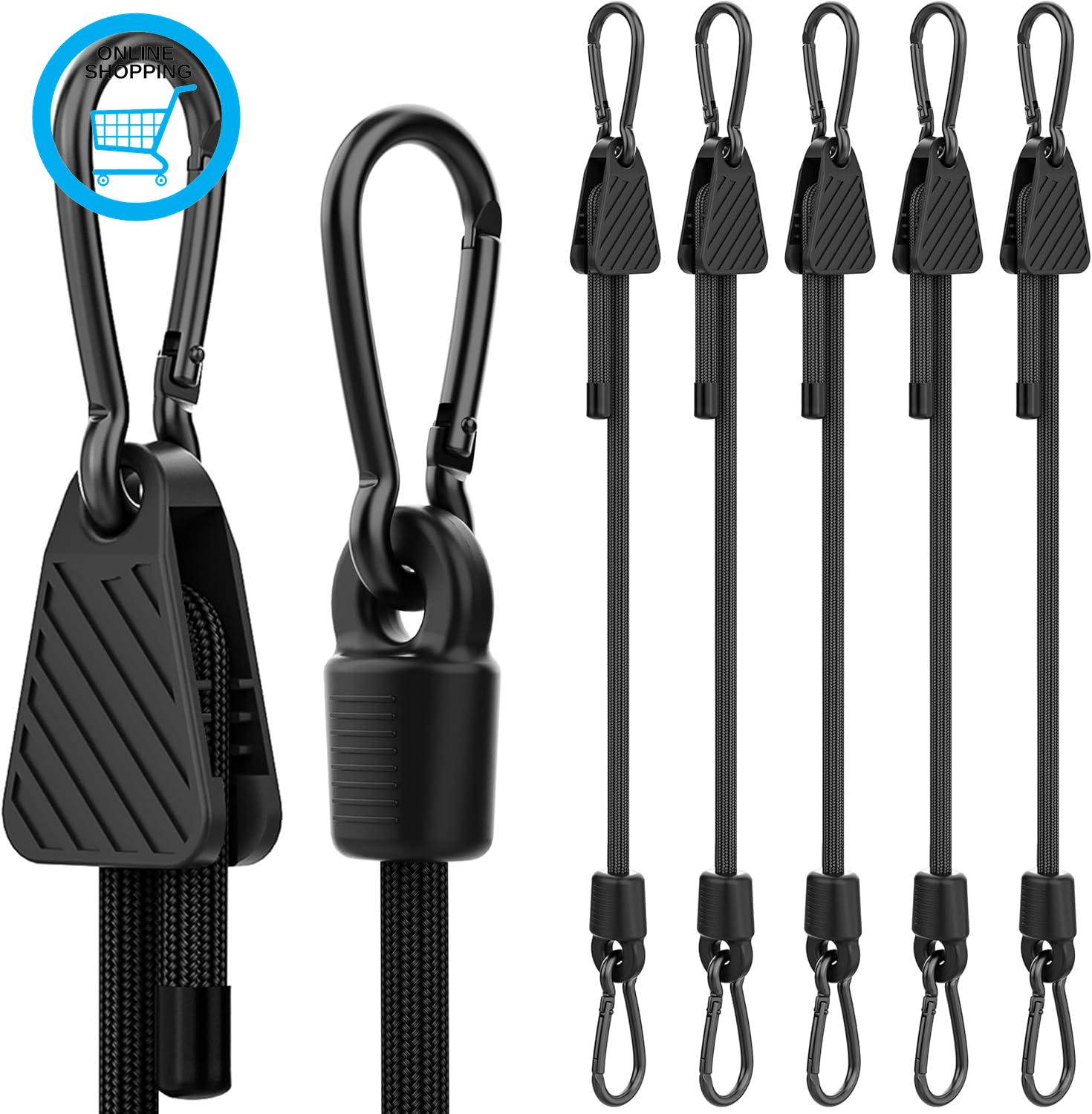 Adjustable Bungee Cords, Upgrade Bungee Cord with Carabiner Hooks Outdoor Heavy