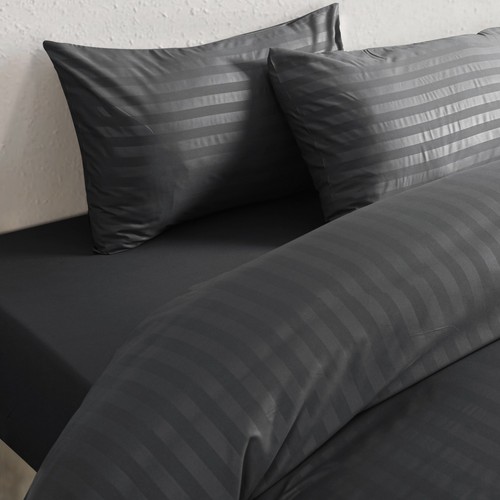 Luxury Duvet Cover Satin Stripe Quilt Covers Bedding Set Single Double King Size - Picture 40 of 76