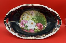 Antique Bavarian/German Hand Painted Oval Bowl 13"x 8"x 3" Signed