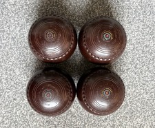 Henselite Championship Super Grip Bowls Size 4 7/8 Set Of 4 Brown Cards Lawn