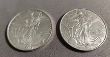 2004 & 2005 AMERICAN SILVER EAGLE 1 OZ .999 FINE SILVER - TWO ROUNDS TOTAL