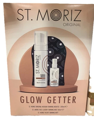 St Moriz Self Tan Gift Set Medium 200ml Mousse Mist + Mitt Fake Tanning Kit