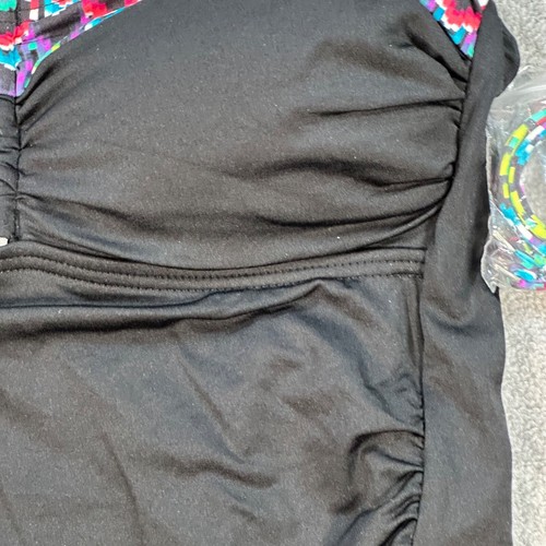 A.N.A. Tankini Swim Top Women's 8 Black Multicolor Removable Straps Padded New - Picture 4 of 10
