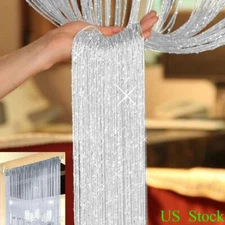 String Door Curtain Beads Room Divider Window Panel Tassel Crystal Fringe White
