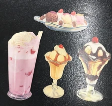 4 Old Soda Fountain Cardboard Displays Ice Cream Sundaes Banana Split