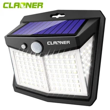 CLAONER 122 LED Solar Lights Outdoor Waterproof Motion Sensor Security Wall Lamp