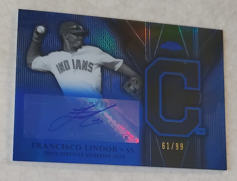 FRANCISCO LINDOR 2016 TOPPS CHROME TEAM LOGO AUTOGRAPH TLA-FL BLUE 61/99 - Image 2 of 4