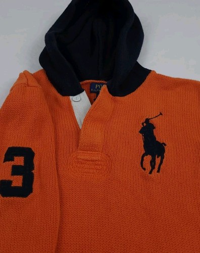 Polo Ralph Lauren Knit Sweater Rugby Hoodie Big Pony Varsity RL Sport Boys XL - Picture 3 of 7