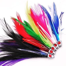 Tuna Feathers 4 inch 5 Pcs Saltwater 1/4 oz Offshore Trolling Lures Mahi 5 Pack