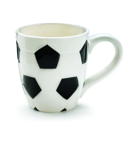 White And Black Pattern Ceramic Soccer Ball 15 oz Coffee Mug Kitchen Decor