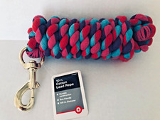 HORSE LEAD ROPE soft COTTON 10ft PINK AQUA RED PURPLE twisted colors Snap Hook