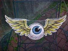 FLYING EYE BALL COLOFUL SIGN CUT OUT 27" LONG AMERICAN STEEL RAT ROD OL SKOOL!