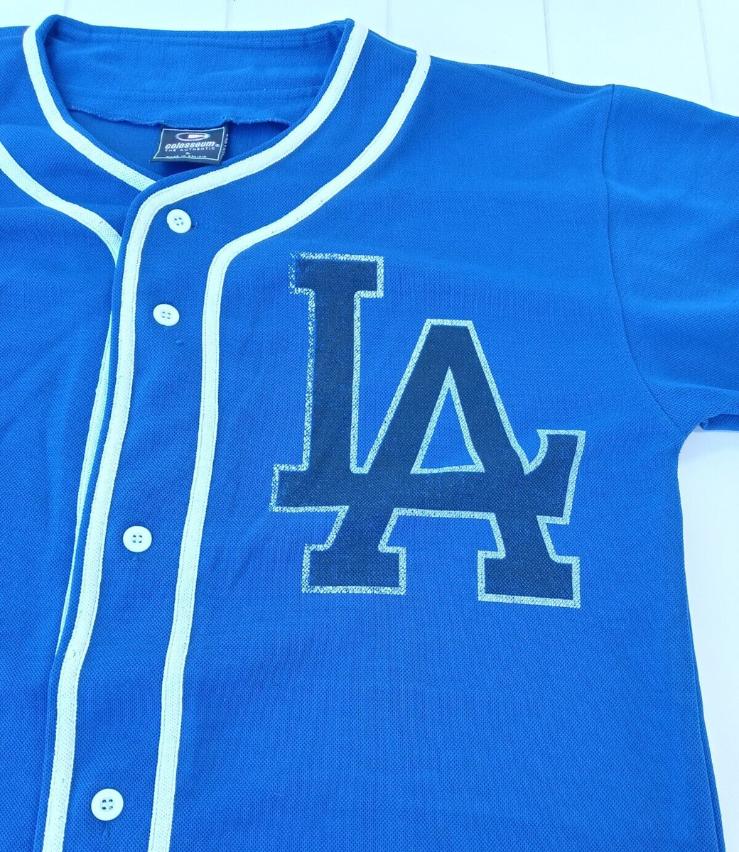 【希少】ビンテージ　ドジャース　シャツ Vintage Colosseum LA Dodgers Men's Button Down Blue White Baseball