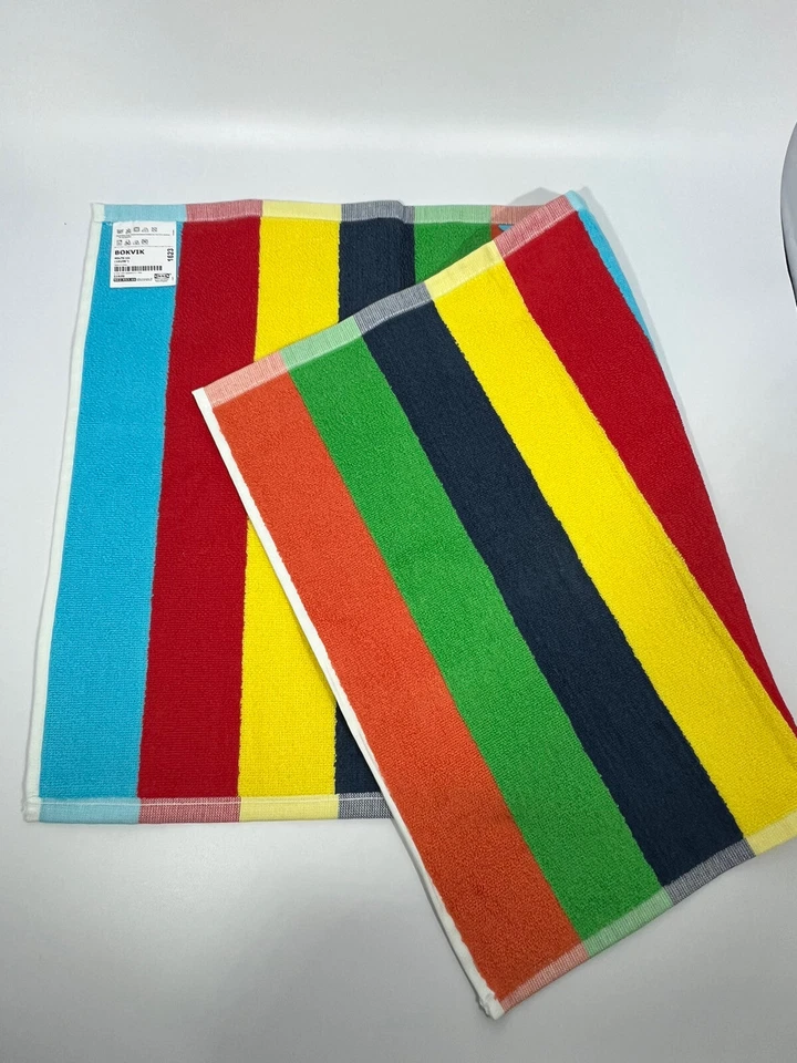 Ikea Bokvik вручную полотенце полоски многоцветный ванной полотенце 16 «x 28» новый - Изображение 3 из 4