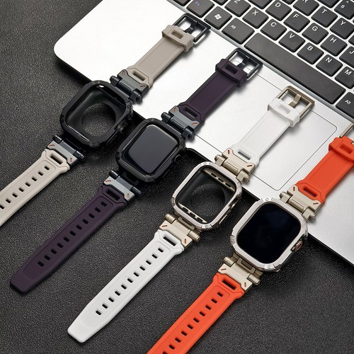 PC+TPU Case Cover For Apple Watch Ultra 2/1 49mm 98765 Metal+Silicone Band Strap - Picture 3 of 24