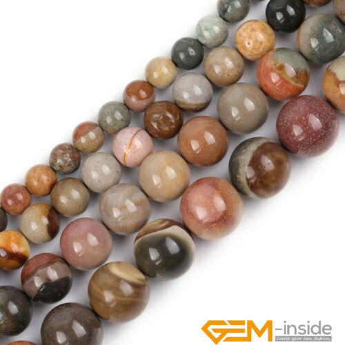 Natural Polychrome Jasper Gemstone Round Loose Beads For Jewelry Making 15" AU - Foto 2 di 38
