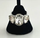 Vintage Eisenberg Rare Sterling Silver Ring Size: 6.5 Clear Cut Rhinestones