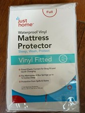 PROTECTEUR DE MATELAS VINYLE IMPERMÉABLE NEUF just home monté TAILLE COMPLÈTE 12" de profondeur