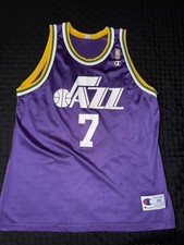 PETE MARAVICH New Orleans Jazz Utah Champion Jersey 48 NBA at 50 Gold Logo 1996