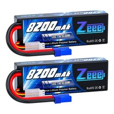Zeee 2S Lipo Battery 8200mAh 7.4V 120C Hard Case RC Car Battery with EC5 Plug