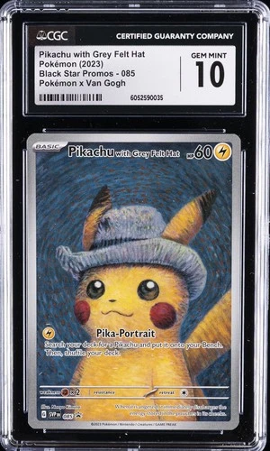 2023 POKEMON X VAN GOGH #085 PIKACHU WITH GREY FELT HAT CGC 10 GEM MINT