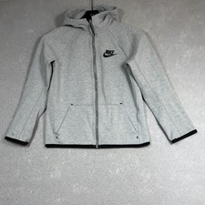 Nike Tech Fleece Full Zip Hoodie Size Youth Medium Gray Black Zipper Jacket Logo